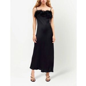Sleeper Boheme slip dress with feathers in‎ black • size S